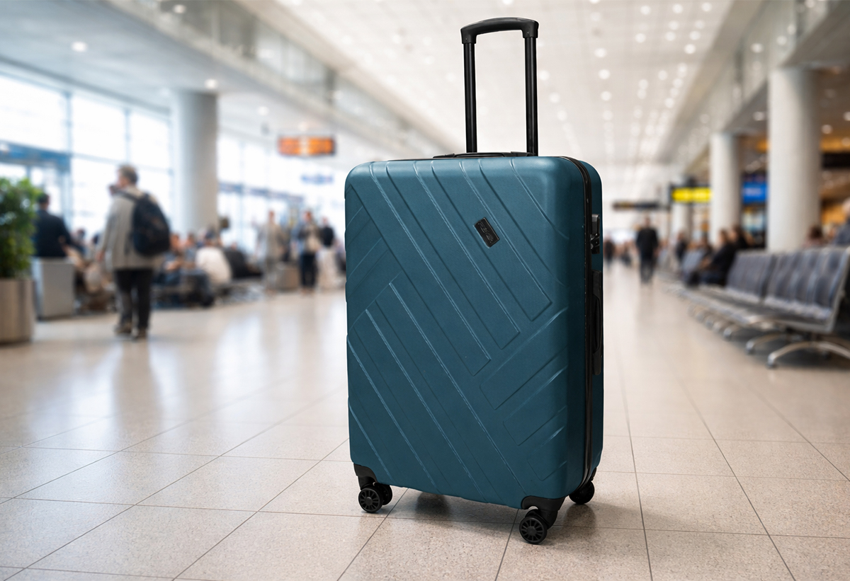 Βλέπουμε τη βαλίτσα σε ένα αεροδρόμιο.